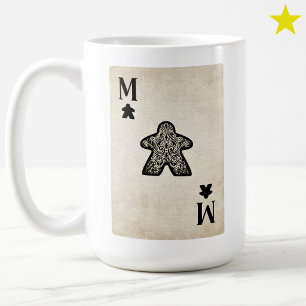 Caneca De Café Meeple Ás de Carta de Baralho Antiga Jogo de Tabul