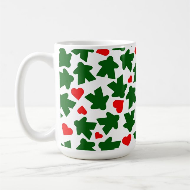 Caneca De Café Meeple Verde com Coração Vermelho (Esquerda)