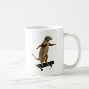 Caneca De Café Meerkat No Skateboard 2