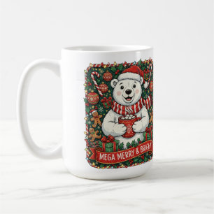 Caneca De Café Mega Alegre e Brilhante – Urso de Natal Fofo de Fé