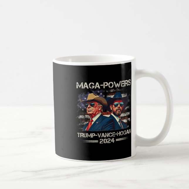 Caneca De Café Mega Powers Trump Vance Hogan 2024 Funny Patriótic (Direita)