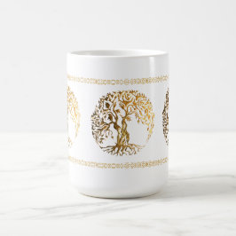Caneca De Café Mehndi Tree of Life (Dourada)
