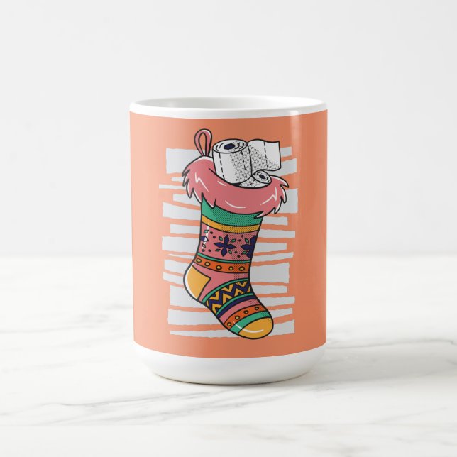 Caneca De Café Meia de Natal com Presente de Papel Higiênico (Centro)
