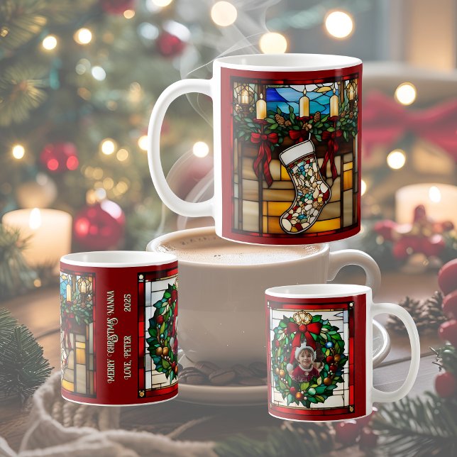 Caneca De Café Meia de Natal Vidro Pintado Falso (Criador carregado)