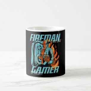 Caneca De Café Meia jogadora, metade bombeiro