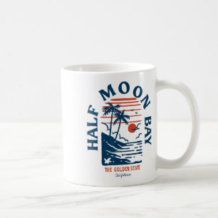 Caneca De Café Meia Lua Y Califórnia Retro Surfista Praia Vintage