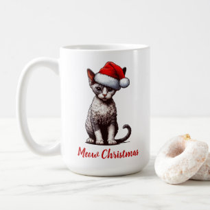 Caneca De Café Meia-Natal Devon Rex Cat, Gatinho de Papais noeis