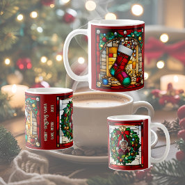 Caneca De Café Meia Vermelha Vidro Manchado Falso