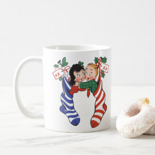 Caneca De Café Meias de Natal Antigas com Crianças Fofas