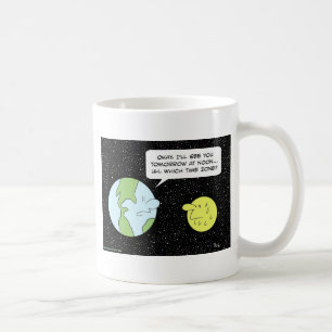 Caneca De Café meio-dia da lua da terra que fuso horário