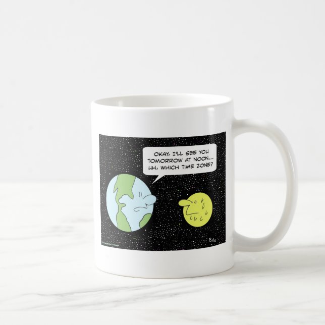 Caneca De Café meio-dia da lua da terra que fuso horário (Direita)