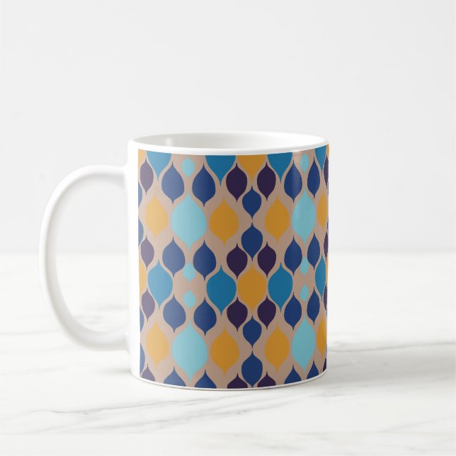 Caneca De Café Meio século 1960s bege geométrico (Esquerda)