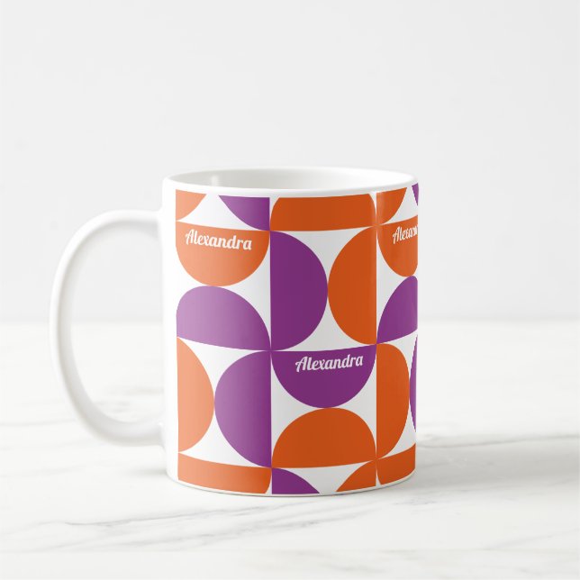 Caneca De Café Meio século Laranja e Roxo Personalizado Moderno (Esquerda)