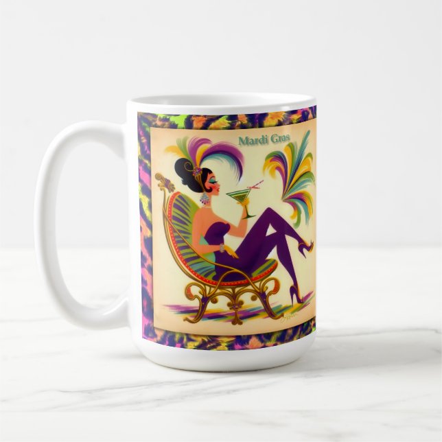 Caneca De Café Meio século Mardi Gras Mulher De Um Martini (Esquerda)