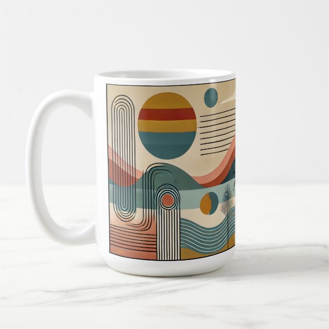 Caneca De Café Meio século Moderno Art Beach Sunrise (Esquerda)
