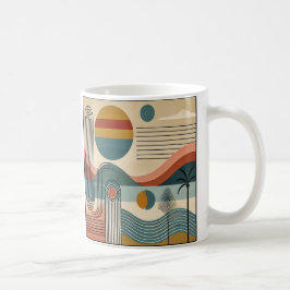 Caneca De Café Meio século Moderno Art Beach Sunrise