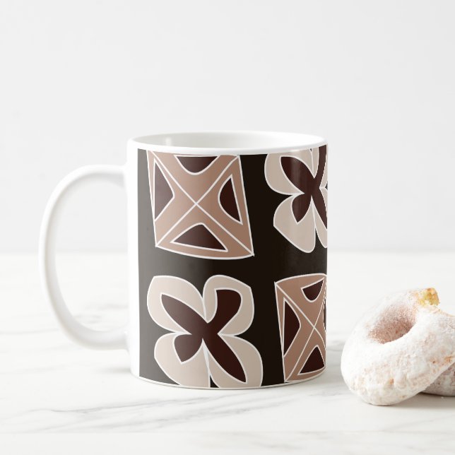 Caneca De Café Meio século Moderno Geométrico Floral (Com Donut)