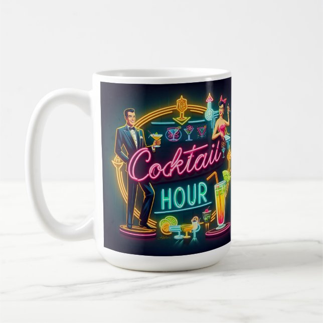 Caneca De Café Meio século Neon Sign Cocktail Casal (Esquerda)