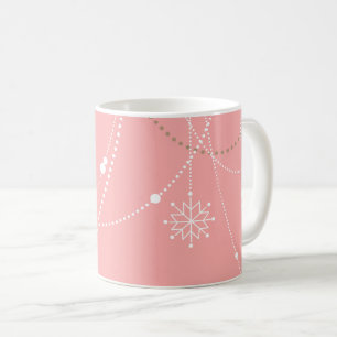 Caneca De Café Meio século rosa floco de neve elegante inverno bo