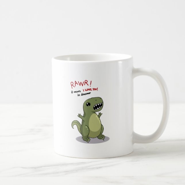 Caneca De Café Meios de Rawr eu te amo no dinossauro (Direita)