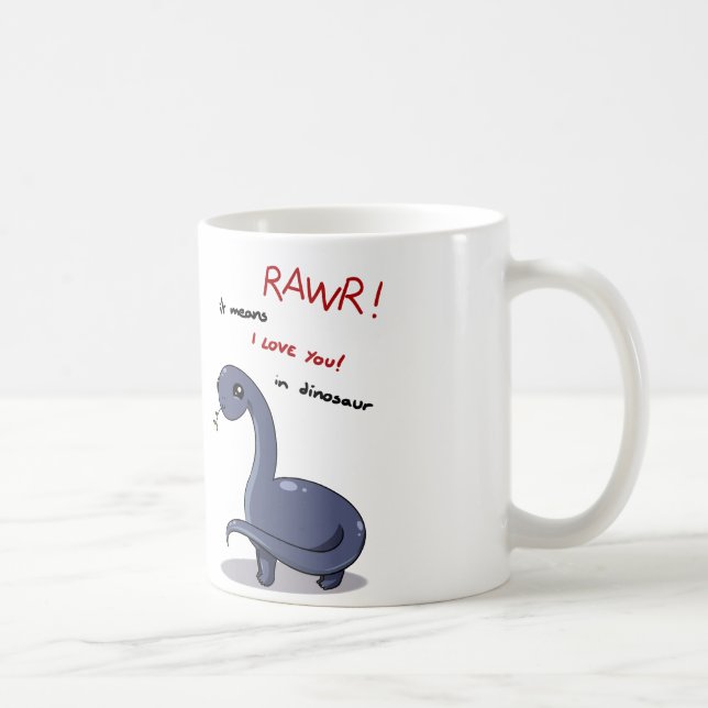 Caneca De Café meios do rawr do brontosaurus eu te amo:) (Direita)