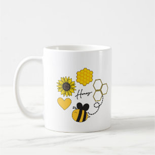 Caneca De Café mel abelha vintage girassol amarelo floral