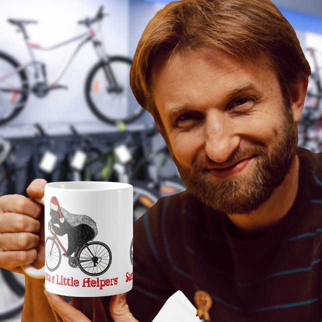 Caneca De Café Mel Badger Ciclando Engraçadinho Badass Cotação Fe (Christmas bicycle cycling honey badger funny santa quote and badass animal cyclist  coffee mug)