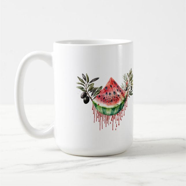 Caneca De Café Melancia e oliveiras- Mug palestiniano (Esquerda)