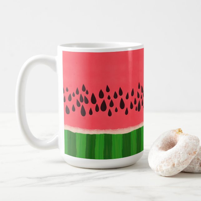 Caneca De Café Melancia rosa e verde (Com Donut)