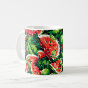 Caneca De Café Melancias, limão, folhas de melancia, pequeno limã