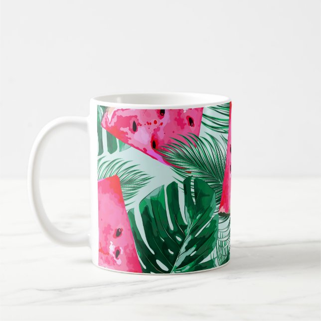 Caneca De Café Melancias, palmeiras: tropicais sem costura (Esquerda)