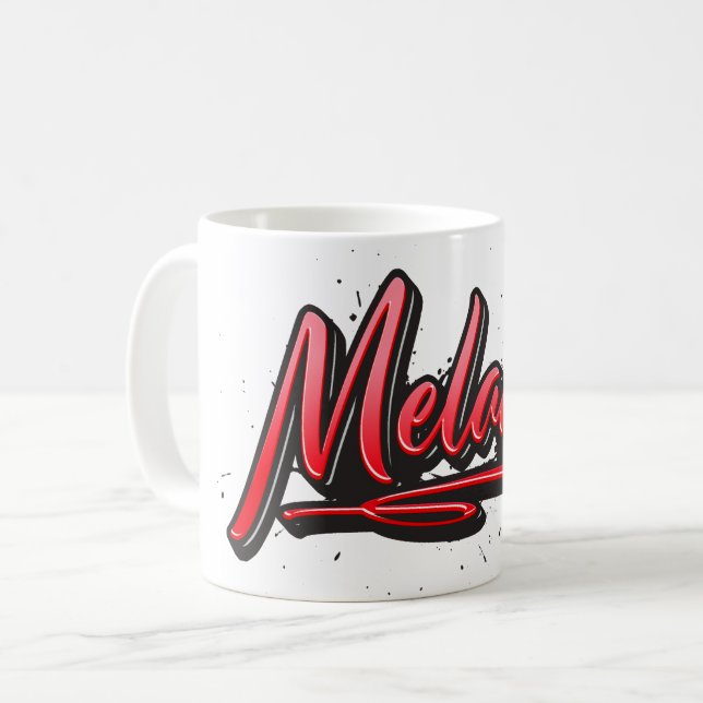 Caneca De Café Melanie red Heart Graffiti Tasse Kaffeetasse (Frente Esquerda)