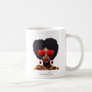 Caneca De Café Melanin Magic: Rainha Negra Enroscando Formas Card
