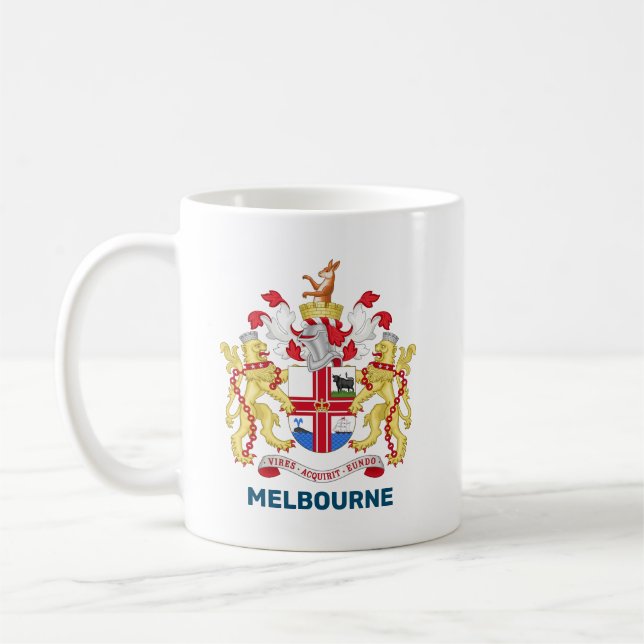 Caneca De Café Melbourne, Austrália - brasão de armas (Esquerda)