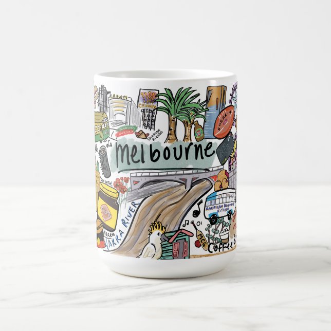 Caneca De Café Melbourne City Illustration Mug, White (Centro)