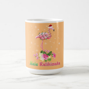 Caneca De Café Mele Kalikimaka Flamingo Papai noel Feliz de Natal