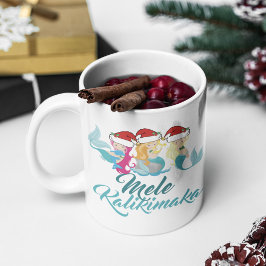 Caneca De Café Mele Kalikimaka Sereia de Natal Cute Havaiano