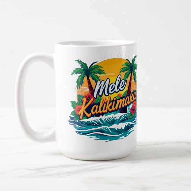 Caneca De Café Mele Kalikimaka Unisex do Natal Tropical (Esquerda)