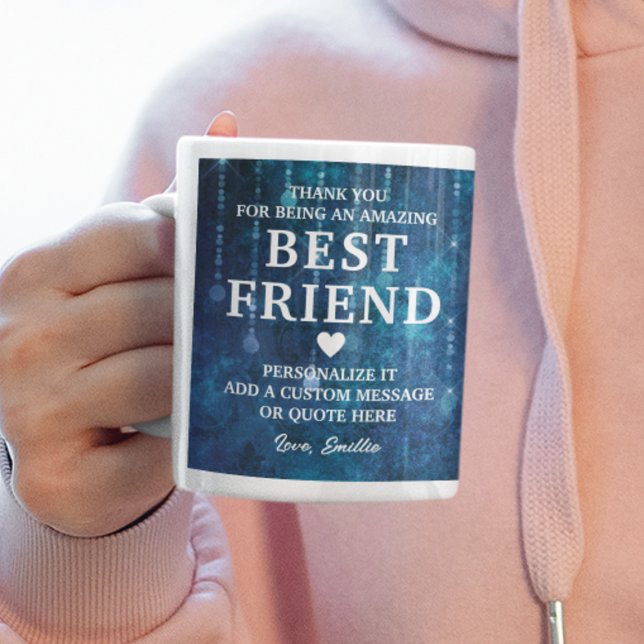 Caneca De Café Melhor Amigo Obrigado Mensagem Sensata Personaliza (Best Friend Thank You Heartfelt Message Custom Coffee Mug
)