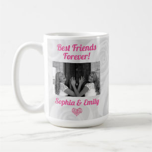Caneca De Café Melhor Amigos Besties BFF Adicionar Nomes de Fotog