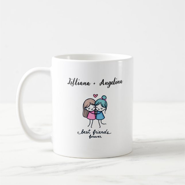 Caneca De Café Melhor Amigos Personalizados para Sempre - Nome Pe (Esquerda)