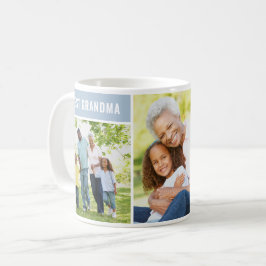Caneca De Café Melhor Avó Colagem de Fotos Azul Empoeirado