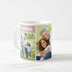 Caneca De Café Melhor Avó Colagem de Fotos Rosa Empoeirada