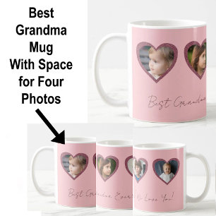 Caneca De Café Melhor Avó Corações Rosa Quatro Crianças Colagem d