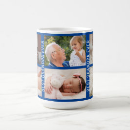 Caneca De Café Melhor Avô De 6 Fotos, Azul De Colagem Personaliza