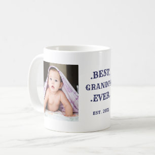 Caneca De Café Melhor Avô De Aniversário Azul Duas Fotografias