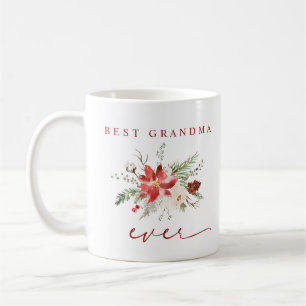 Caneca De Café Melhor Avó de Todos os Tempos Flor de Poinsettia N