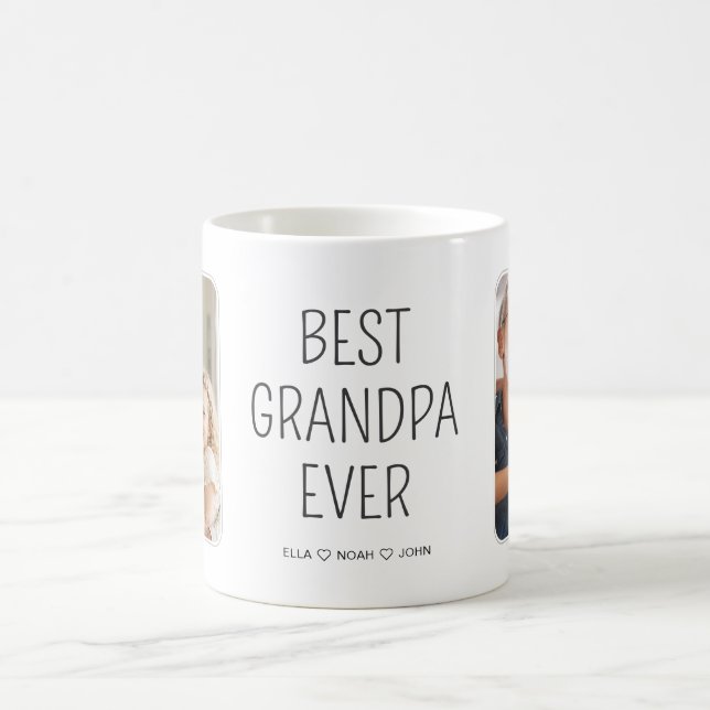 Caneca De Café Melhor Avô do Mundo Colagem de Fotos Minimalista (Centro)