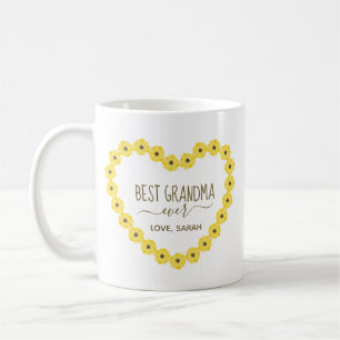 Caneca De Café Melhor Avó do Mundo Girassol Coração Personalizado