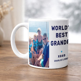 Caneca De Café Melhor Avô do Mundo Moderno Azul Marinho Duas Foto